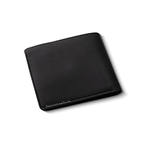 Image of Innovative Gifts Men's Personalized Wallet I Stylish Vegan Leather Slim Purse with Name & Charm I Customized Unique Gift for Birthday Anniversary Men Boy Love Husband Employees Clients (Black)