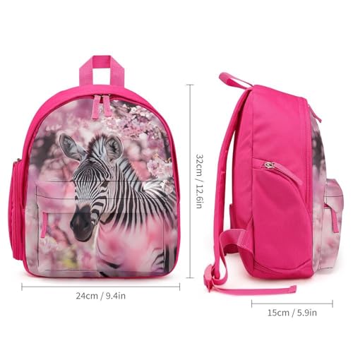 Zebra in Cherry Flowers Cute Backpack Small Daily Daypack Travel Shoulder Bag with Adjustable Strap Graphic Print2