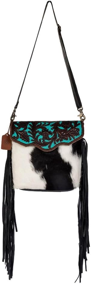 Myra Bag Western Style Purse - Fringe Purses for Women with Real Cowhide and Blue Accents, Leather Western Handbags for Women - Image 4
