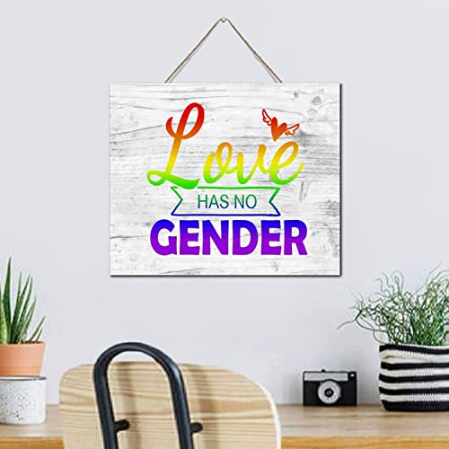 Plaque bois Love Has No Gender rétro : décoration murale de table - 5