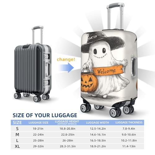 Cute Ghost Carrying Pumpkin Bag Elastic Travel Luggage Covers Dustproof Scratch-Resistant Suitcase Protector Fit 22-24 Inch4