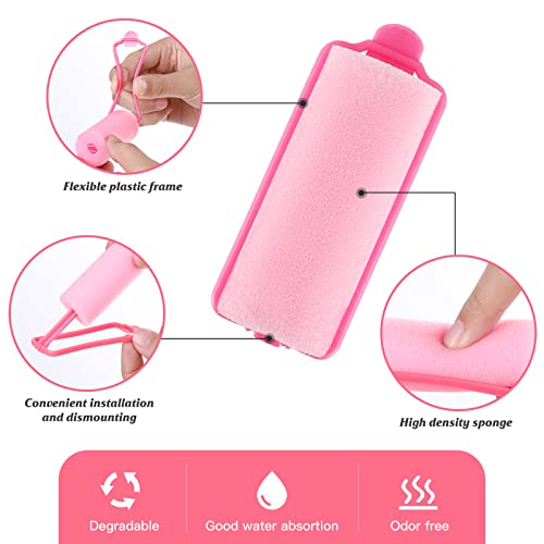 Sponge Hair Rollers, Foam Hair Roller Sleeping Hair Curlers Flexible Hair Styling Curlers Sponge Curlers With Tail Comb & Hairclips For Hairdressing Styling (60Pieces, Pink) #TOP2