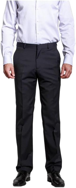 Men's Premium Slim Fit Suit Pant Navy Blue Jacquard Flat Front Wedding Business Pants for Men