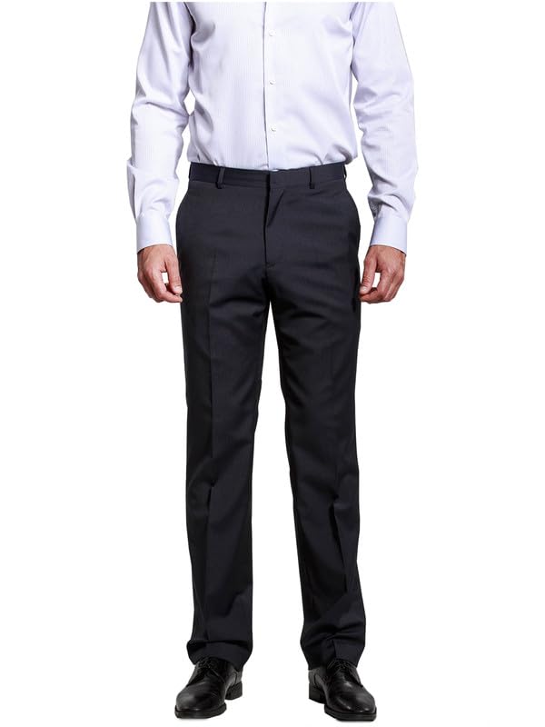 Men's Premium Slim Fit Suit Pant Navy Blue Jacquard Flat Front Wedding Business Pants for Men