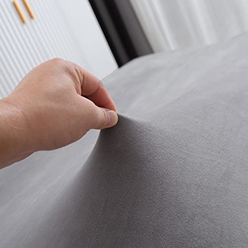Okyuk Armless Sofa Bed Cover Stretch Futon Solid Colour Polyester Spandex Slipcover 3 Seater Elastic Full Folding Couch Fits Folding Sofa Bed (Silver Gray) #TOP1