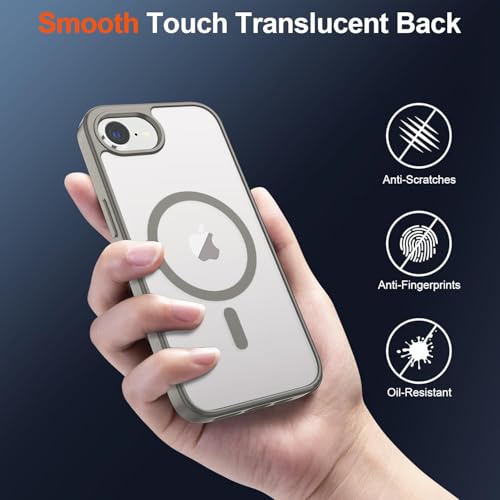 Image of DIZORO Compatible iPhone 17e / iPhone 16e Case,Compatible with MagSafe, Non Yellow Military-Grade Drop Protection & Hard PC Back Cover Slim Transparent Anti-Scratch Shockproof Phone Case - Grey