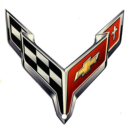 Imán decorativo metálico C8 Corvette 4.5" x 4.5" miniatura 2