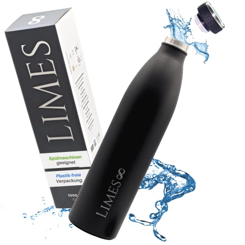 Limes 8® Trinkflasche Edelstahl Thermosflasche 1l - Isolierte Wasserflasche - Geschirrspüler geeignet - auslaufsichere Isolierflasche...
