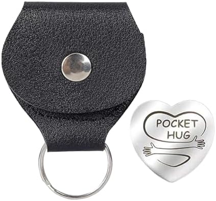 Generico Portachiavi Pocket Hug, un portachiavi Pocket Hug,Moneta a cuore a doppia faccia con portachiavi in pelle - Ricordo di una relazione a lunga distanza, moneta ricordo in acciaio inossidabile