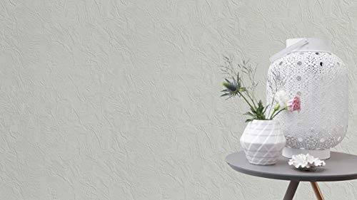 rasch Tapete 470604 – Einfarbige Vliestapete in Weiß mit grober Struktur in Putzoptik – 10,05m x 53cm (L x B)