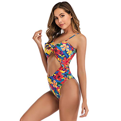 Dounan Conjunto De Biquíni,Mulheres Biquíni Conjunto Espaguete Sem Mangas Estampado Floral Cintura A