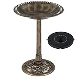 COSTWAY Bain d'oiseaux avec Fontaine Solaire, Mangeoire Oiseaux Extérieur...