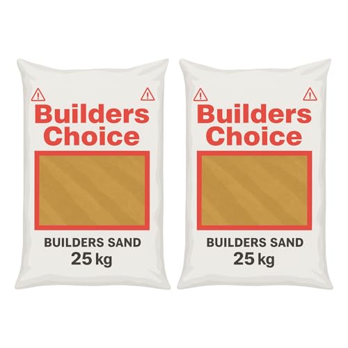 Premium Builders Building Sand 25kg - Suitable For Brick Laying Paving Flagging Pointing Landscaping Sub Base Prep Construction Lawn Maintenance Drainage Projects - 2 Packs 50kg in Total