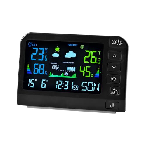 Arecobticy Estaciones meteorológicas para interiores y exteriores, termómetros, reloj atómico digital, temperatura interior y exterior, estaciones meteorológicas para interiores y exteriores