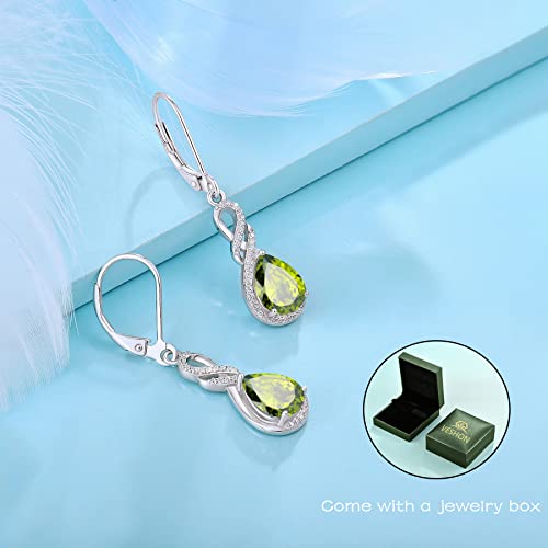Veshon Dangle Drop Infinity Earrings For Women, 925 Sterling Silver Twisted Leverback Earrings With Teardrop Birthstone, Fine Jewelry Birthday Gifts For Women Girlfriend Wife Her #TOP2