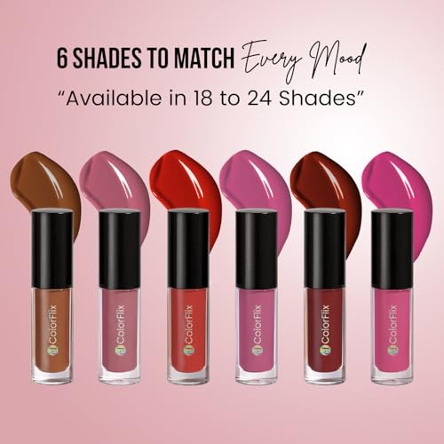 Image of ColorFlix Glam Mini Lip Kit - Set of 6 UltraStay Long Lasting Lipsticks, Matte & Creamy Texture, Smudge-Proof, Travel-Friendly Lip Shades, Perfect for Party Look & Gifting (2ml Each)