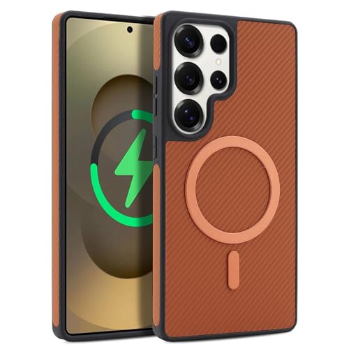 Coque Samsung S24 Plus silicone anti-choc rigide marron carbone anti-rayures