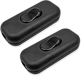 GZGXKJ 2 PCS Black Low Profile in-Line Torpedo Switch Inline Cord SwitchBulb Switch for Small Appliance or Lamp Accepts1-3 Core Round or Flat Wire