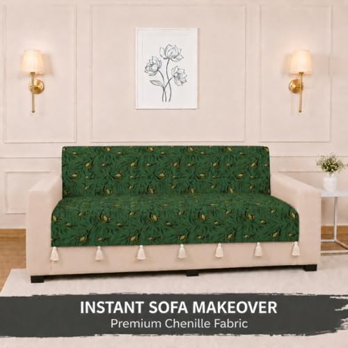 Image of STITCHNEST 'Eden Weaves Collection Series' 3 Seater Sofa Cover - Full Coverage| Elegant Woven Fabric, Decorative Tassels, Washable & Durable for Modern Living
