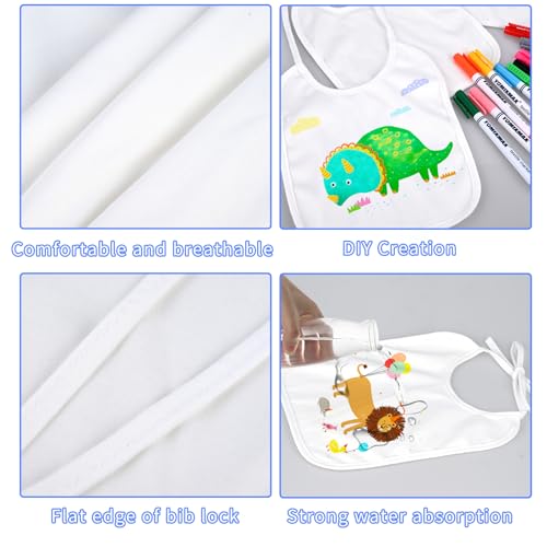 GOLDGE Dazzle at Baby Showers with a 44-piece DIY Bib Decorating Kit. 24 Bibs, 6 Stencils, 14 Markers (24 Bibs)3