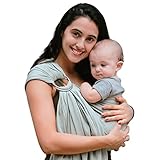 Luxury Ring Sling Baby Carrier – Extra Soft Bamboo & Linen Fabric, Full Support and Comfort for Newborns, Infants & Toddlers - Best Baby Shower Gift - Great for Men Too  (Sage Green)