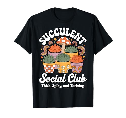 Suculentas Club Social Divertido Cactus Plantas Vintage Camiseta