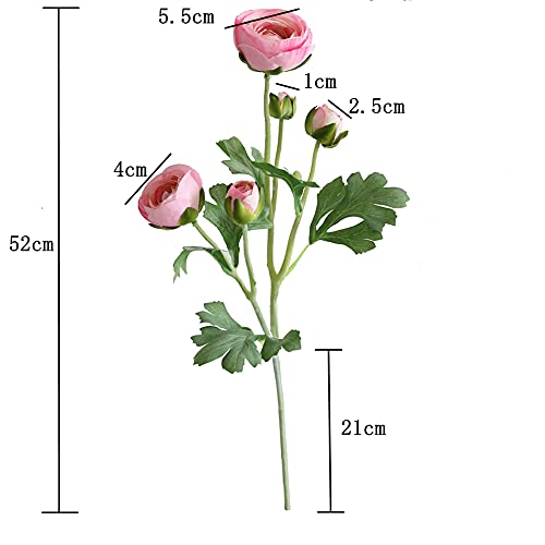Artificial Ranunculus Flowers With Real Touch Stem Spray For Home Garden Decoration (Light Pink) #TOP1