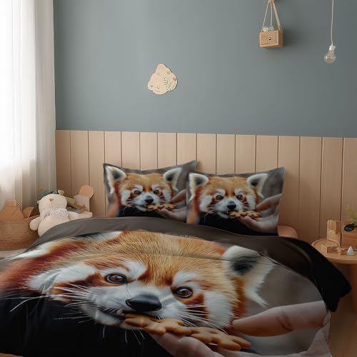 Generisch Bettwäsche 135 x 200 cm Weiches Hypoallergenes Panda Bettwäsche, Bügelfrei Knitterfrei Atmungsaktiv Bettdeckenbezug Steintaupe Bettbezug Set für Kinder Erwachsene