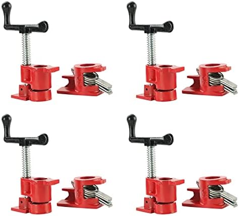 FLKQC Pipe Clamp for Woodworking 3/4 inches Wood Gluing Pipe Clamp Set, Heavy Duty Cast Iron Quick Release Pipe Clamps for Woodworking (4, 3/4")