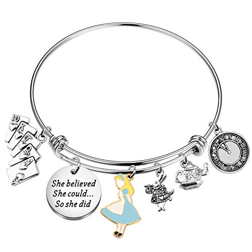 BLEOUK She Believe She Could Inspirational Quote TV Themed Charms Bracelet