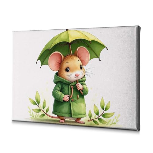 Toile de décoration souris verte 40x60 cm aux finitions soignées