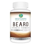Best Earth Naturals Beard Growth Formula for Men Vitamins, Nutrients, Biotin, Saw Palmetto, and PABA for Facial Hair Growth 30 Count