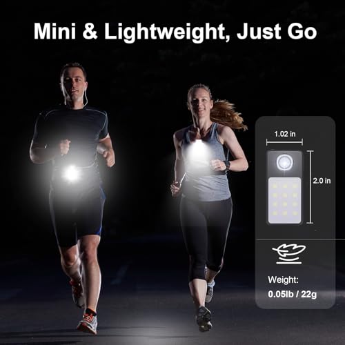 2 Stück Lauflicht USB-C Wiederaufladbar, 3 Helligkeitsstufen, Upgrade 2-in-1 Clip-Leuchte, IPX7 Wasserdichte Kompakte LED Taschenlampe für Abendspaziergang Joggen, Arbeiten, Camping (Schwarz)