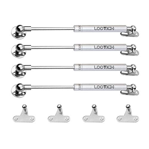 LOOTICH 100N Acero Entero Hidráulico Amortiguador Piston de Gas Resorte para Puertas Armario Muebles de Cocina Elevación Neumática Lid Stay Paquete de 4