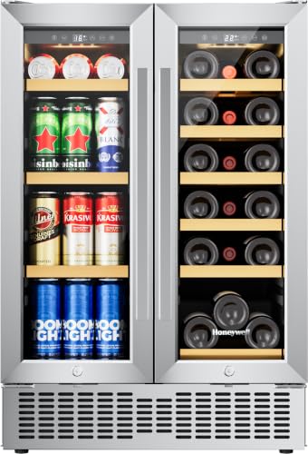 Image of Honeywell 24 Inch Dual Zone Compressor Wine Cooler Refrigerator & Beverage Cooler,Large Freestanding Wine Cellar For Red,White,Champagne or Sparkling Wine,Digital Temperature Control,Stainless Steel