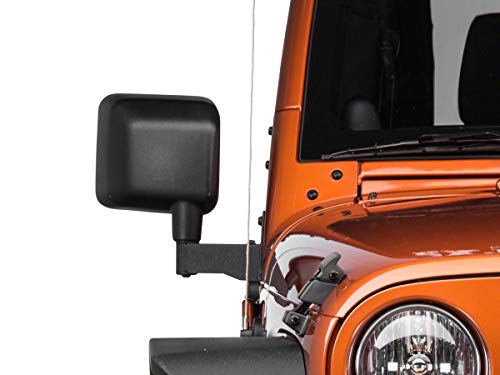 Barricade Side Mirror Relocation Kit; Textured Black Compatible with 07-18 Jeep Wrangler JK