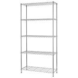 BestOffice | 5-Tier Wire Storage Shelves | 36x14x72 | Chrome | with Adjustable Racks | Heavy-Duty Metal Shelf, Holds Upto 1000 lbs | No-Tool Assembly | Ideal for Home & Garage Shelving