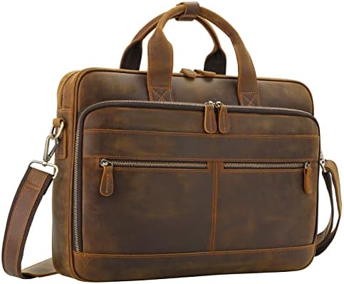 RingSun Leather Briefcase for Men Business Travel Messenger Satchel Bags 15.6 Inch Laptop Bag, Brown RS103 1 RingSun Leather Briefcase for Men Business Travel Messenger Satchel Bags 15.6 Inch Laptop Bag, Brown RS103