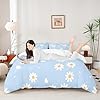 Girls Daisy Bedding Set,Yellow White Blue Duvet Cover for Teens,Kids Daisy Flowers Comforter Cover Decorative Room,Children Spring Floral Quilt Cover with 2 Pillowcases,Full Size(No Comforter) #1