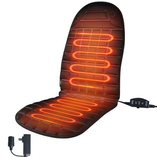 Heated Back Support Seat Cushion, Heating Pad Seat Warmer for Full Back, Hips, Thighs, Universal Fit for Home and Office Chair Use (Black)