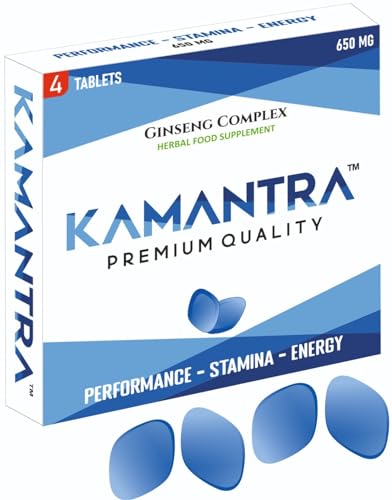 KAMANTRA™ - Mantra to Enhance Your Performance - Extra Strength Performance Enhancing, Stamina Endurance Booster Blue Supplement Tablets for Men - 4 Ginseng Tablets