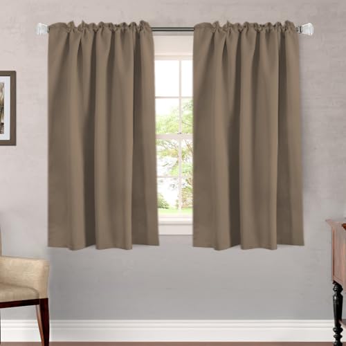 Image of H.VERSAILTEX Blackout Curtains Thermal Insulated Window Treatment Panels Room Darkening Blackout Drapes for Living Room Back Tab /Rod Pocket Bedroom Draperies (2 Panels, Macchiato, 52 x 54 Inch)