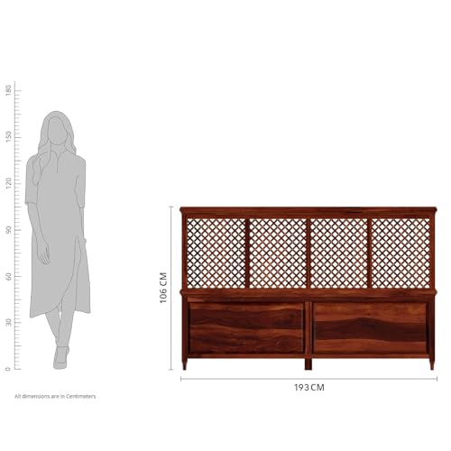 Image of STRATA FURNITURE Solid Sheesham Wood Traun King Size Bed Without Storage | Wooden Double Bed Palang Cot | Ideal Furniture for Living Room Bedroom and Hotel (Honey Finish)