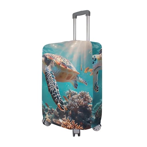 Joisal Print Suitcase Covers Luggage Protector Cute Washable Colorful Coral Sea Turtle Travel Vacation Essentials, L, Fits 26-28 Inch Case3
