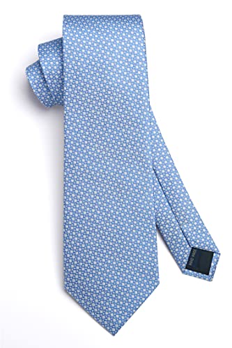 Image of HISDERN Mens Ties Plaid Tie and Pocket Square Set Classic Woven Formal Checkered Neckties & Handkerchief Wedding Party