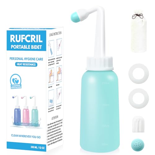 Image of Peri Bottle Postpartum, RUFCRIL 350ml Perineal Wash Bottle, Upside Down Portable Bidet with Carry Bag, Boilable TPE & Dual Leak-Proof Rings, for Perineal Recovery, Hemorrhoid Relief, Hospital Bag