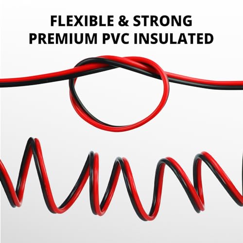 NAOEVO 12 Gauge Wire 100FT, 2 Conductors Electrical Wire Red Black Cable, Flexible/Low Voltage/PVC 12 AWG Copper Clad Aluminum Extension Cord for Speaker, LED Strips, Automotive 12V/24V DC by NAOEVO - Image 5