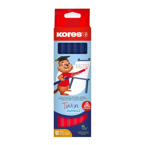 Lápiz Doble Punta Kores Twin Jumbo Rojo/Azul x6 miniatura 1