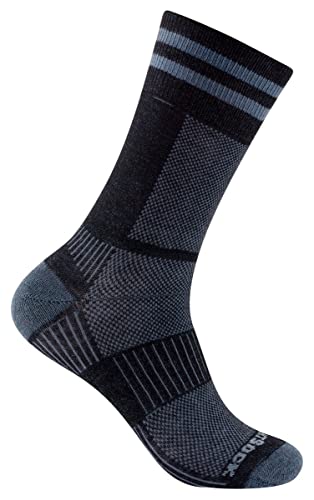 Wrightsock - 1 Paar Herren/Damen Profi Sportsocke, Laufsocke, Modell Coolmesh II, in schwarz grau, Anti-Blasen-System, doppel-lagig, Crew (wadenhoch), Gr. L