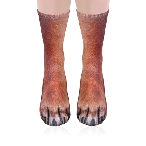 DYSWTUE Calcetines de Animales Graciosos, Divertidos Calcetines 3D con Patas de Perro, Regalos Novedosos, Diseño Lindo y Divertido Creativo, Tamaño Universal para Adultos, 40cm